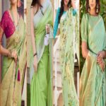 pista colour saree