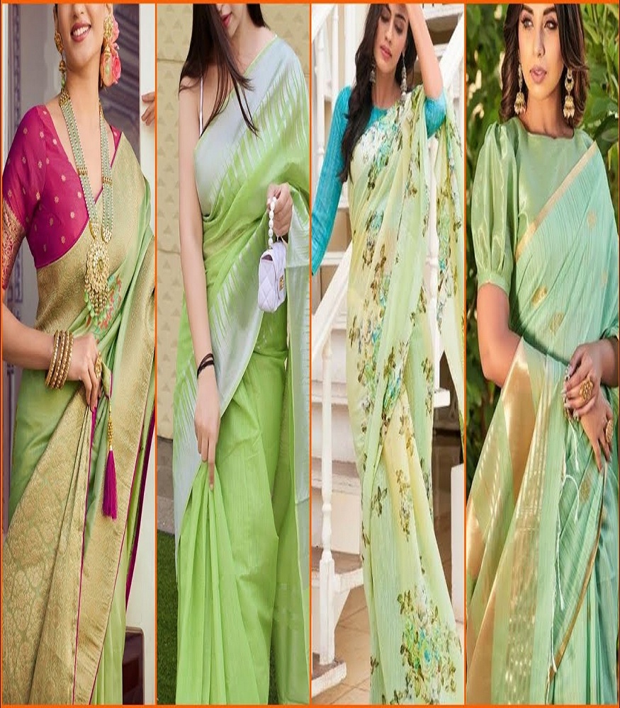 pista colour saree
